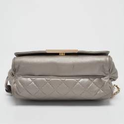 Carolina Herrera Grey Quilted Leather Bimba Tassel Shoulder Bag