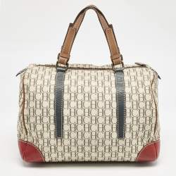 Pre Owned Carolina Herrera Multicolor Monogram Canvas and Leather Andy Boston Bag