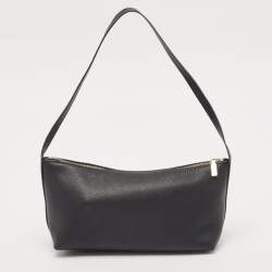 Carolina Herrera Black Leather Pochette Bag