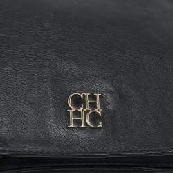 Carolina Herrera Black Leather New Baltazar Flap Shoulder Bag