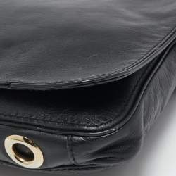 Carolina Herrera Black Leather New Baltazar Flap Shoulder Bag