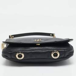 Carolina Herrera Black Leather New Baltazar Flap Shoulder Bag