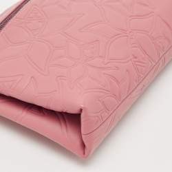 Carolina Herrera Old Rose Floral Embossed Leather Zip Crossbody Bag