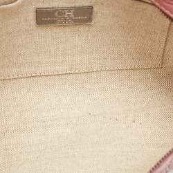Carolina Herrera Old Rose Floral Embossed Leather Zip Crossbody Bag
