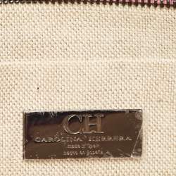 Carolina Herrera Old Rose Floral Embossed Leather Zip Crossbody Bag