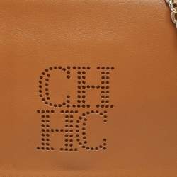 Carolina Herrera Tan Leather Flap Tassel Shoulder Bag