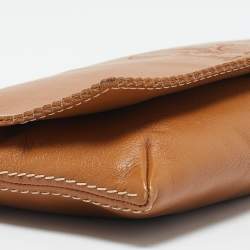 Carolina Herrera Tan Leather Flap Tassel Shoulder Bag