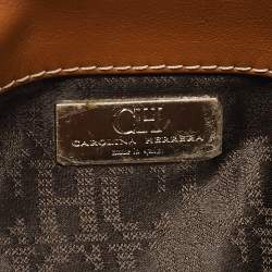 Carolina Herrera Tan Leather Flap Tassel Shoulder Bag