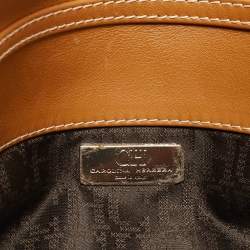 Carolina Herrera Tan Leather Flap Tassel Shoulder Bag