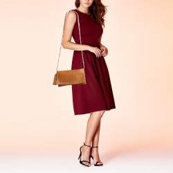 Carolina Herrera Tan Leather Flap Tassel Shoulder Bag