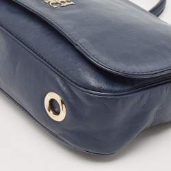 Carolina Herrera Navy Blue Leather New Baltazar Flap Shoulder Bag