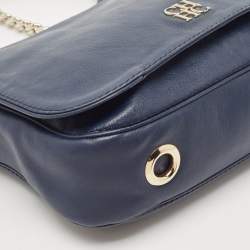 Carolina Herrera Navy Blue Leather New Baltazar Flap Shoulder Bag