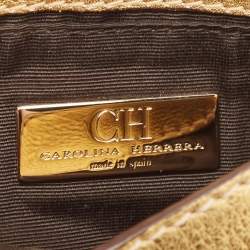 Carolina Herrera Gold Leather Double Flap Chain Bag