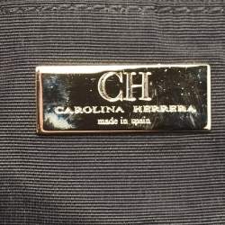 Carolina Herrera Black Monogram Embossed Leather Chain Hobo