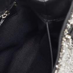 Pre Owned Carolina Herrera Grey Glitter and Patent Leather Mini Duchess Tote