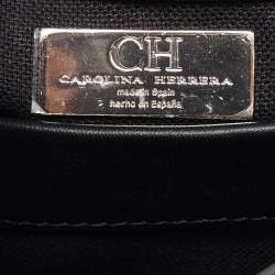 Pre Owned Carolina Herrera Grey Glitter and Patent Leather Mini Duchess Tote