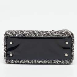 Pre Owned Carolina Herrera Grey Glitter and Patent Leather Mini Duchess Tote