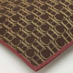 Carolina Herrera Brown Monogram Canvas and Leather Scarf Flat Pouch