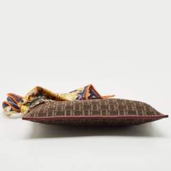Carolina Herrera Brown Monogram Canvas and Leather Scarf Flat Pouch