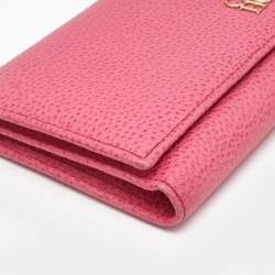 Carolina Herrera Pink Leather Flap Trifold Continental Wallet