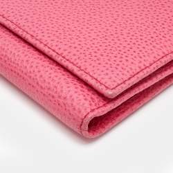 Carolina Herrera Pink Leather Flap Trifold Continental Wallet