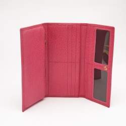 Carolina Herrera Pink Leather Flap Trifold Continental Wallet