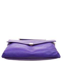 Pre Owned Carolina Herrera Purple Leather Envelope Shoulder Bag
