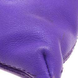 Pre Owned Carolina Herrera Purple Leather Envelope Shoulder Bag