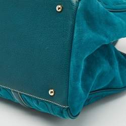 مملوكة مسبقًا Carolina Herrera Teal Green Leather and Nubuck Matteo Tote