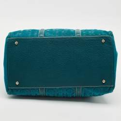 مملوكة مسبقًا Carolina Herrera Teal Green Leather and Nubuck Matteo Tote