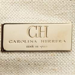 مملوكة مسبقًا Carolina Herrera Teal Green Leather and Nubuck Matteo Tote