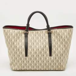 Carolina Herrera Brown/Off White Monogram Coated Canvas and Leather Shopper Tote