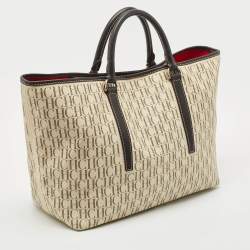 Carolina Herrera Brown/Off White Monogram Coated Canvas and Leather Shopper Tote