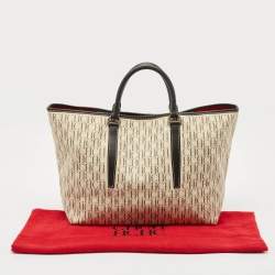 Carolina Herrera Brown/Off White Monogram Coated Canvas and Leather Shopper Tote