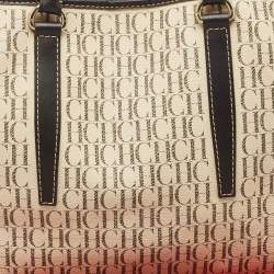 Carolina Herrera Brown/Off White Monogram Coated Canvas and Leather Shopper Tote