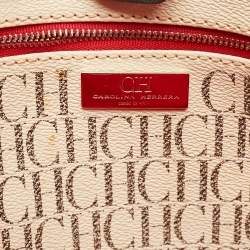 Carolina Herrera Brown/Off White Monogram Coated Canvas and Leather Shopper Tote