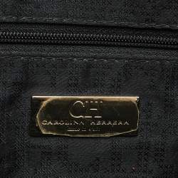 Pre Owned حقيبة يد كارولينا هيريرا كبيرة جلد أرجواني