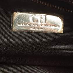 Pre Owned Carolina Herrera Red Leather CH Logo Charm Tote