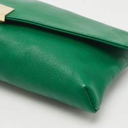 Pre Owned Carolina Herrera Green Leather Envelope Clutch
