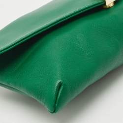 Pre Owned Carolina Herrera Green Leather Envelope Clutch