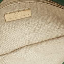 Pre Owned Carolina Herrera Green Leather Envelope Clutch