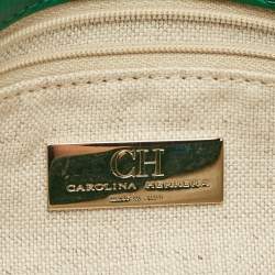 Pre Owned Carolina Herrera Green Leather Envelope Clutch