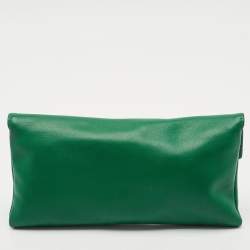 Pre Owned Carolina Herrera Green Leather Envelope Clutch