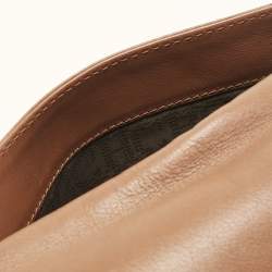 Pre Owned Carolina Herrera Brown Leather Flap Chain Shoulder Bag