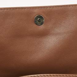 Pre Owned Carolina Herrera Brown Leather Flap Chain Shoulder Bag