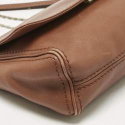 Pre Owned Carolina Herrera Brown Leather Flap Chain Shoulder Bag