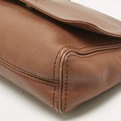 Pre Owned Carolina Herrera Brown Leather Flap Chain Shoulder Bag