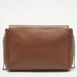 Pre Owned Carolina Herrera Brown Leather Flap Chain Shoulder Bag