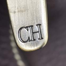 Pre Owned حقيبة سي أتش كارولينا هيريرا إنداي بوسطن جلد منقوش بلون كستنائي كبير الحجم