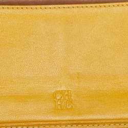 Pre Owned Carolina Herrera Off White Monogram Coated Canvas and Leather Trifold Continental Wallet